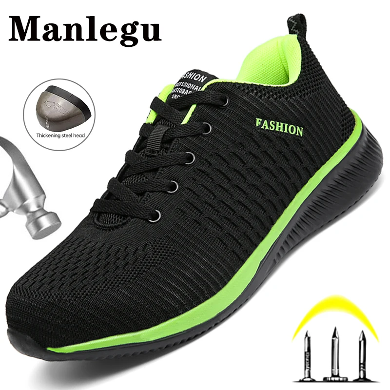 

Safety Shoes Men Steel Toe Work Safety Boots Male Footwears Breathable Work Sneakers Puncture-Proof Construction Men Work Shoes