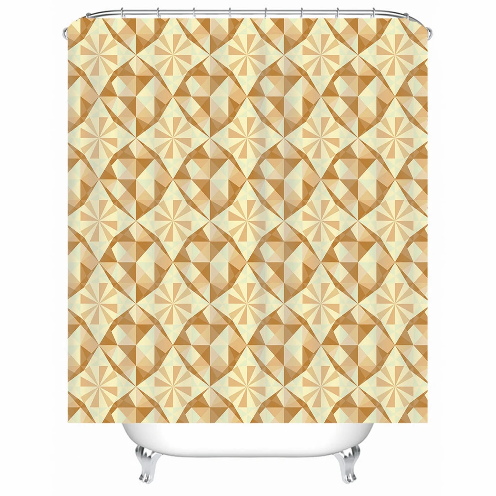 

Shower Curtains Fabric Polyester Rhombus Flower Shape Yellow Mold & Mildew Resistant Waterproofwith Rustproof Grommets Hooks