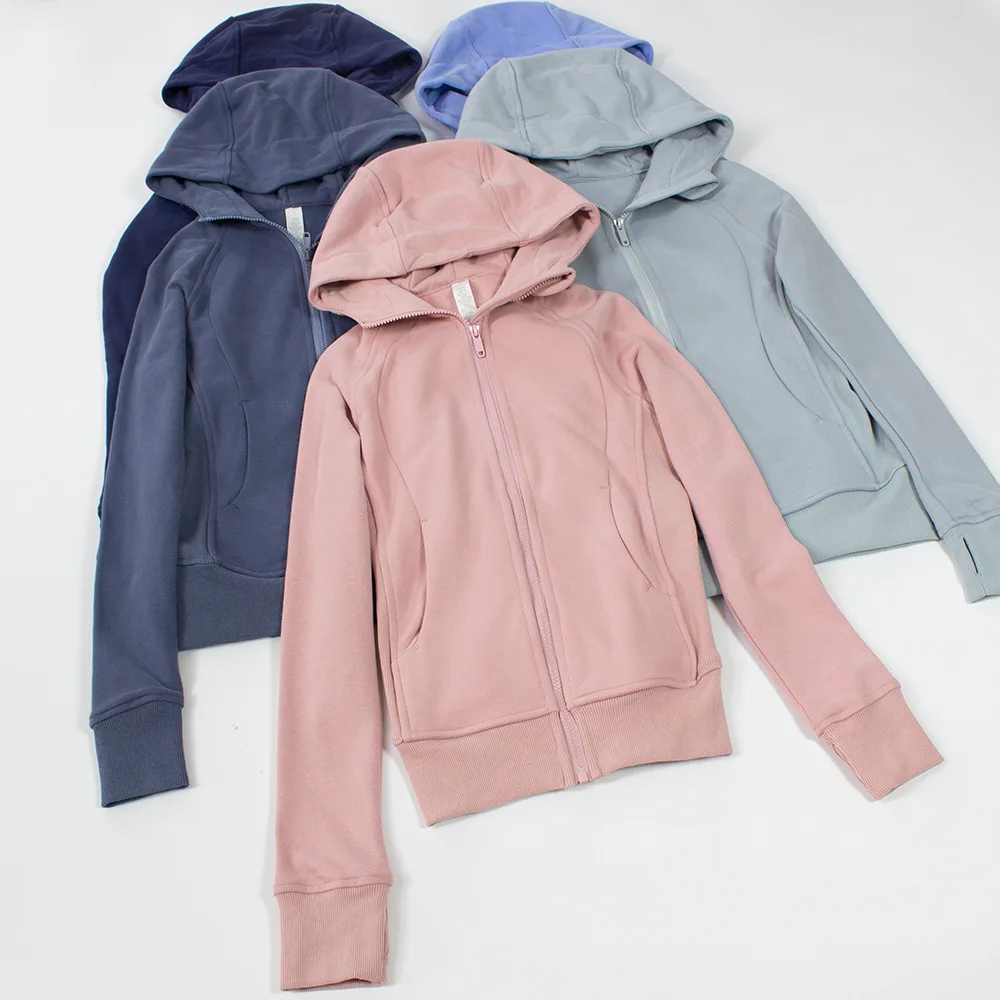 

LULU Hooded Zip Thick Hooded Velvet Jacket Pocket Autumn Sporting Running Workout Push Up Coat Long Sleeve Outfit 2022 Jackets