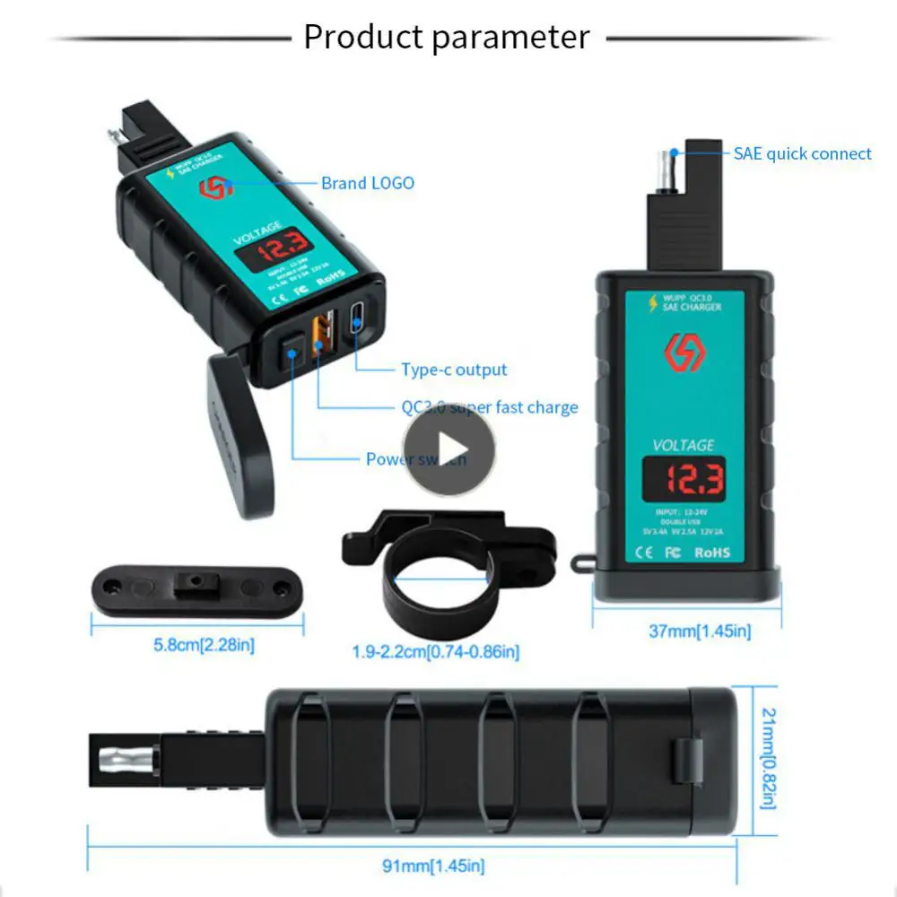 

Водонепроницаемый адаптер для зарядного устройства для мотоцикла, 12 В, Usb адаптер для быстрой зарядки, Универсальное портативное прочное за...