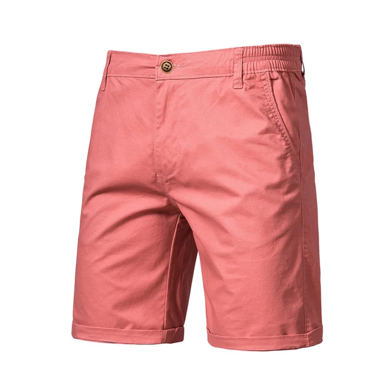 

2023 Summer Cotton Solid Shorts Men Business Social Elastic Waist Short Pants Men Casual Exercise Shorts Beach Shorts,10 Colors