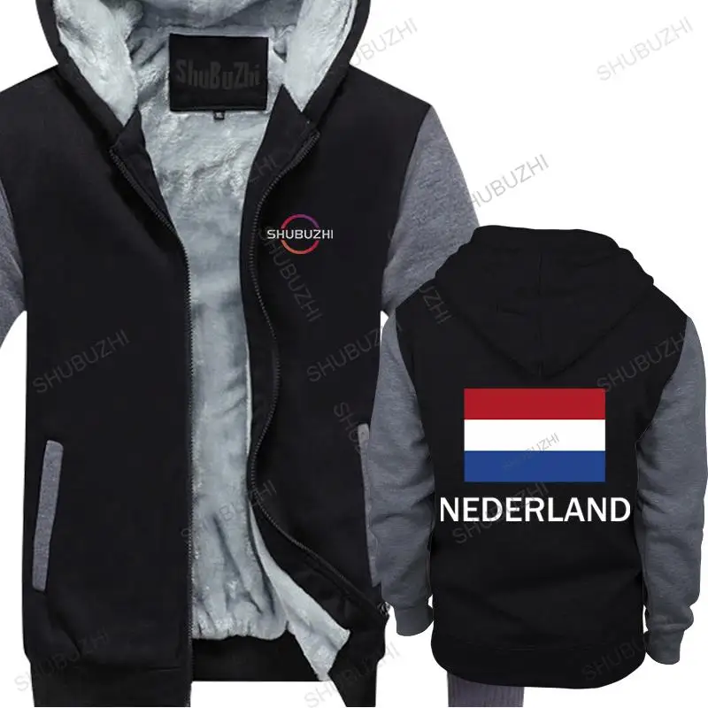 

men's winter hooded jacket black Netherlands Nederland hoodies men socceres jerseyes tracksuit nation Holland flag Dutch NL
