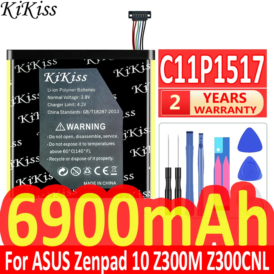 

Original KiKiss High Capacity 6900mAh C11P1517 Battery for ASUS ZENPAD 10 Z300M Z300CNL 6B P00C Tablet PC Batteria