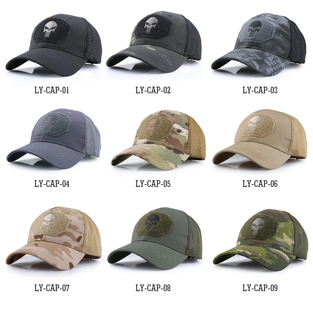 

Camouflage Skull Baseball Cap Tactical Combat Hat Men Women Mesh Camo Military Outdoor Sports Hunting Basketball Football Caps