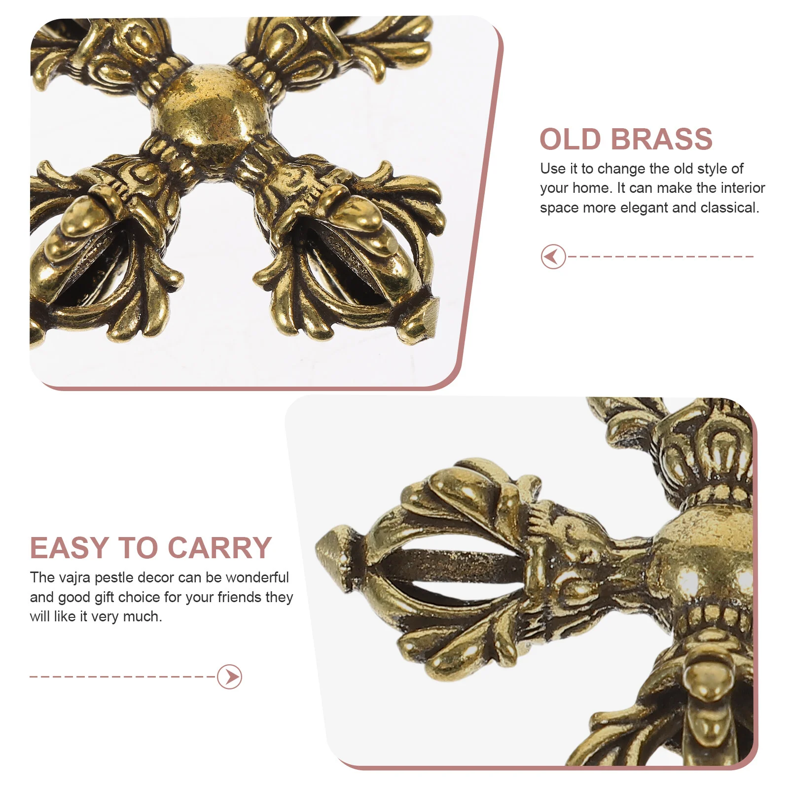 Vajra Pestle Decor Pendant Clasp Necklace Buddhism Ornaments Retro Brass Crafts Decorative Mini