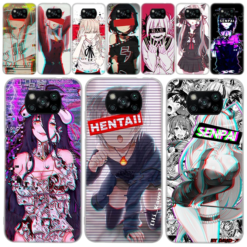 

LEWD грустная девушка японское аниме прозрачный мягкий чехол для телефона для Xiaomi Poco X5 X4 Gt X3 Nfc M5s M4 Pro M3 F3 F2 F1 Mi Note 10 A2 A3