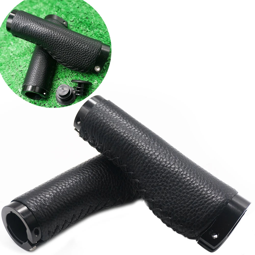 

Mountain Bike Leather Grips Aluminum Lock Rings Comfortable Soft Aluminum Lock Rings Leather Grips Cycling Accessories