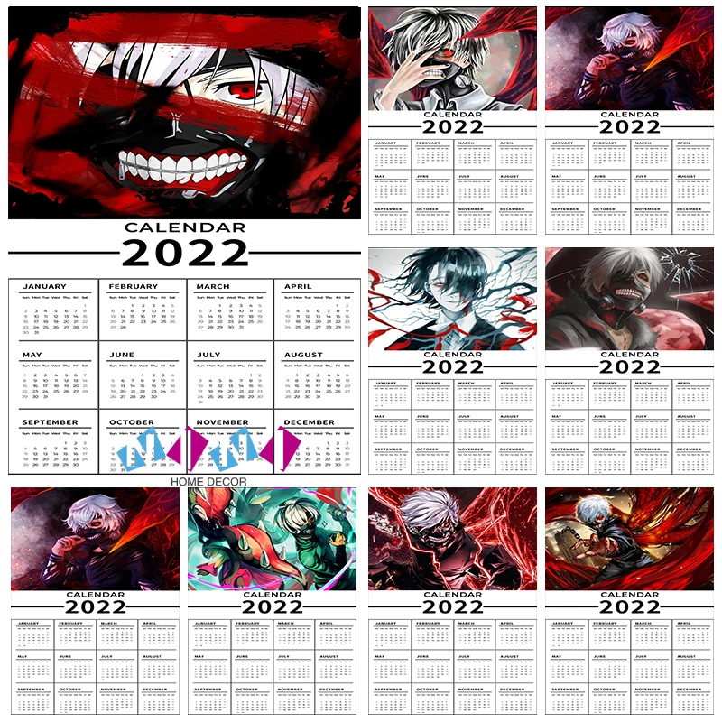 

Hot Sale Tokyo Ghoul Anime 2022 Calendar Kraft Poster Prints Clear Image Art Painting Bar Home Decoration Wall Decor Painting