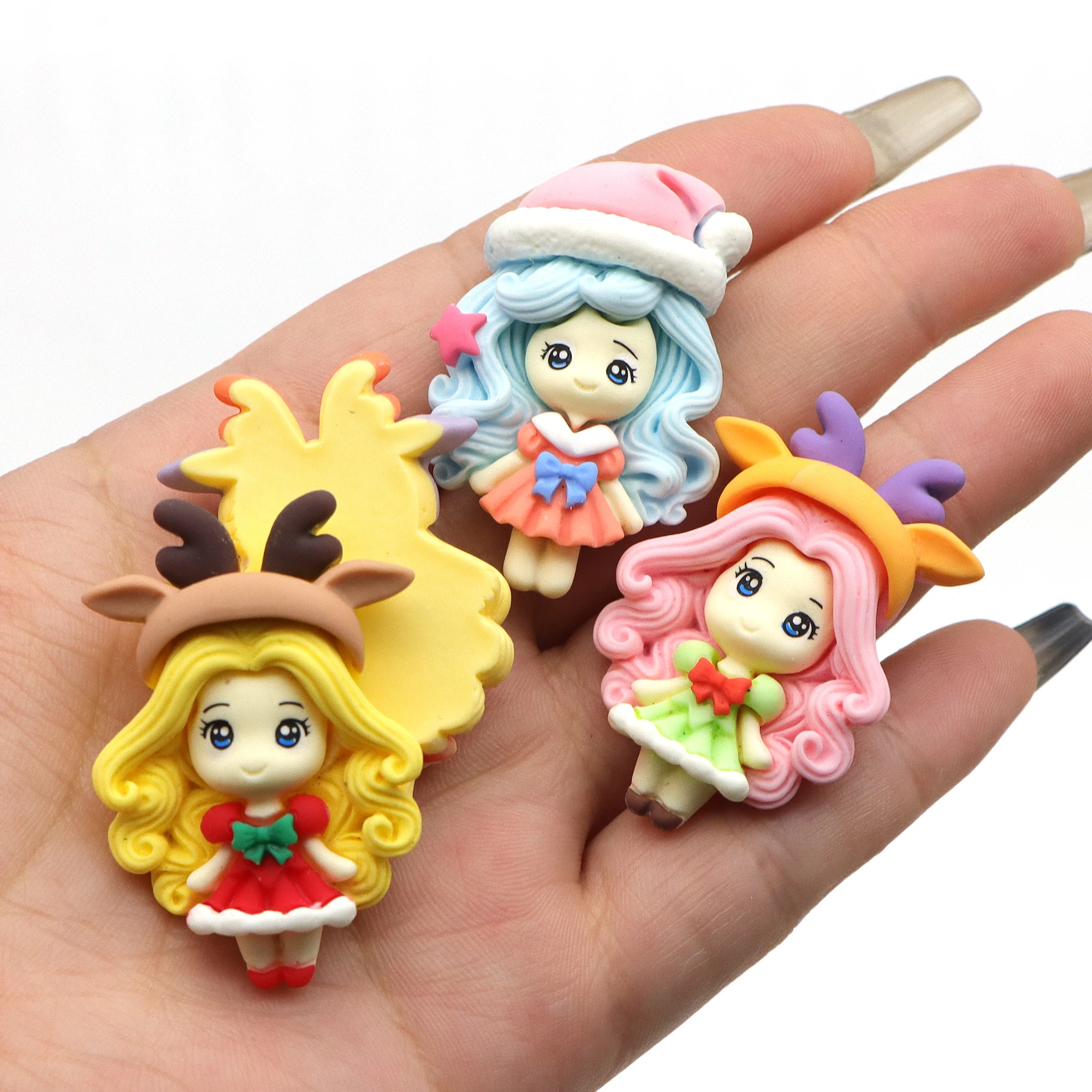 

1 шт. Рождественская Принцесса с плоским задним кабошоном, искусственные 3D украшения из смолы, товары для рукоделия, ракушка для телефона, ...