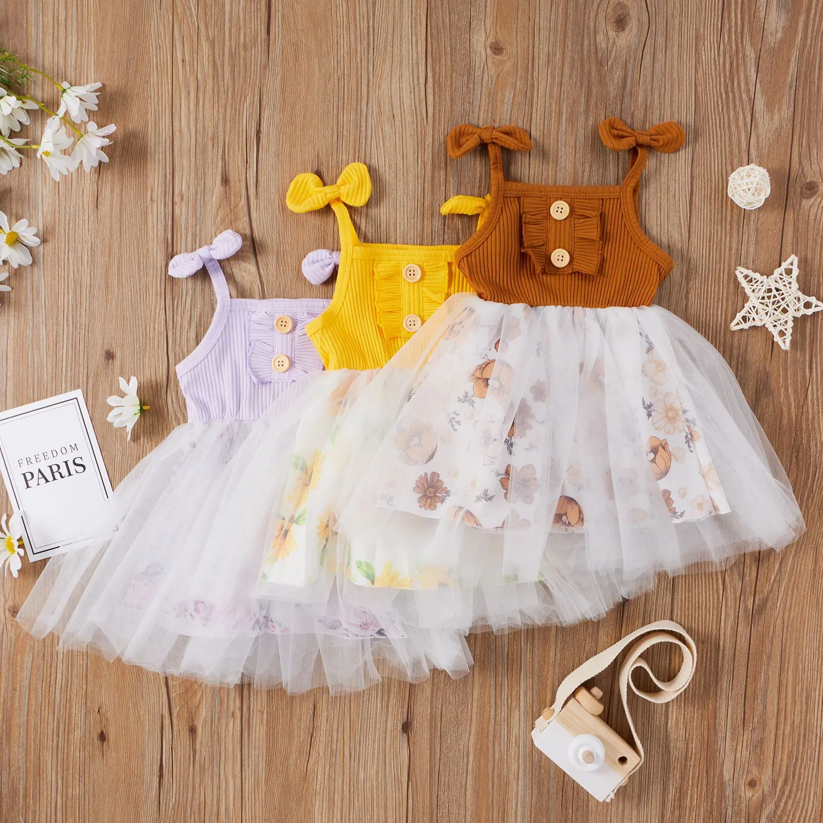 

Summer Cute Puffy Skirt Baby Girl Dress Pit-Strip Bow Strap Printed Dress Princess Birthday Dress For Baby Girl Clothes 6M - 4T