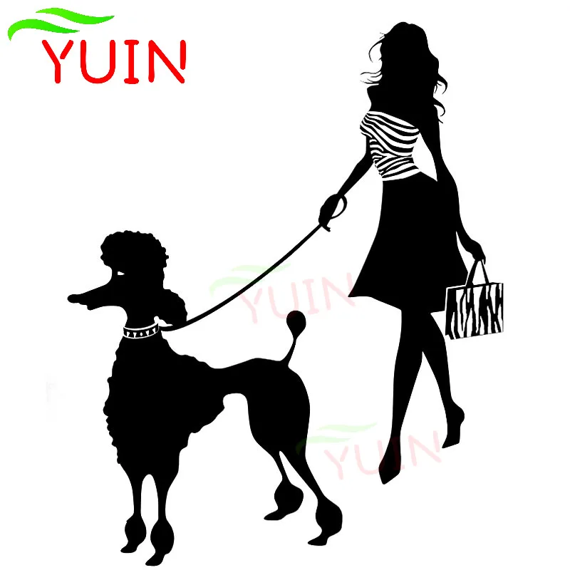 

Автомобильная наклейка в виде пуделя для девушек, милая наклейка в виде животного, модное украшение на заднее стекло из ПВХ, бампер высокого качества, водонепроницаемая искусственная кожа