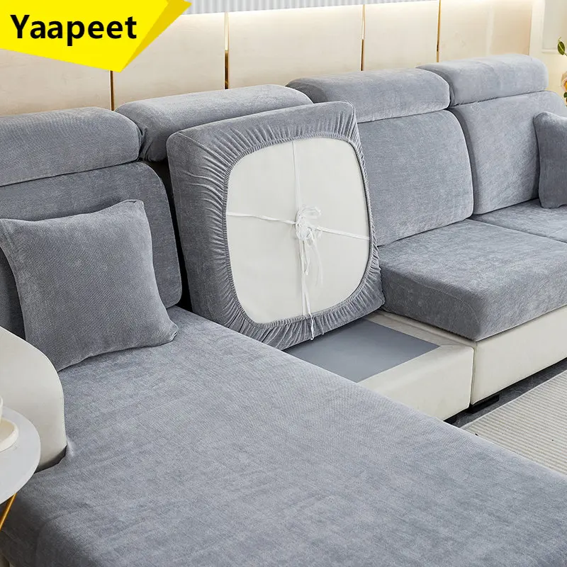 

Chenille Thicken Fabric Seat Cushion Cover Elastic Jacquard Sofa Cover for Living Room Corner L-Shape Furniture Sofa Slipcover