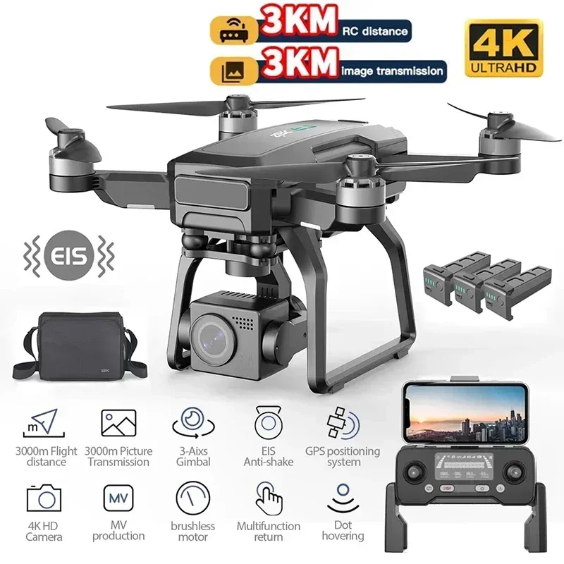 

F7 Professional GPS Drone With 4K HD Camera 3-Axis Gimbal Quadcopter Control Distance 3KM 5G WIFI FPV Profesional Mini Dron Toy