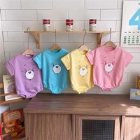 2022 toddler girl cute cartoon animals romper baby summer clothes infant kid cotton short sleeves jumpsuit candy color one piece