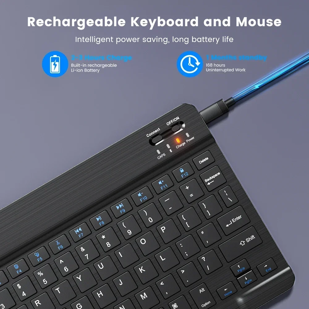 Беспроводная Bluetooth-клавиатура для IPad Mini 78 кнопок бесшумная перезаряжаемая MACWIN