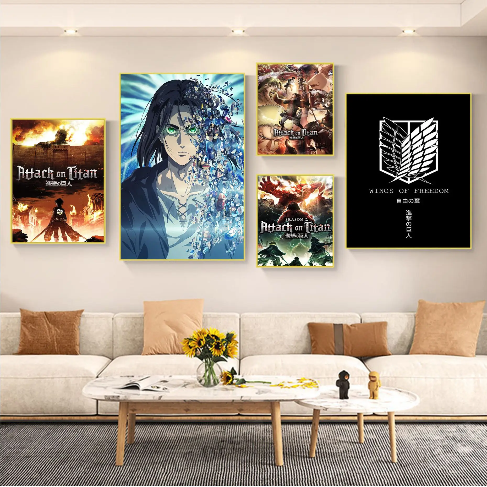 

Japanese Anime Attack on Titan Classic Vintage Posters Whitepaper Prints Posters Artwork Decor Art Wall Stickers