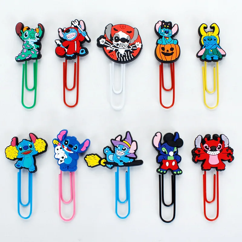 

New Cartoon Lilo Stitch Children Cute Paper Clip Disney Kid Kawaii Bookmark Boy Anime Fashion Paperclips Office Binding Supplies