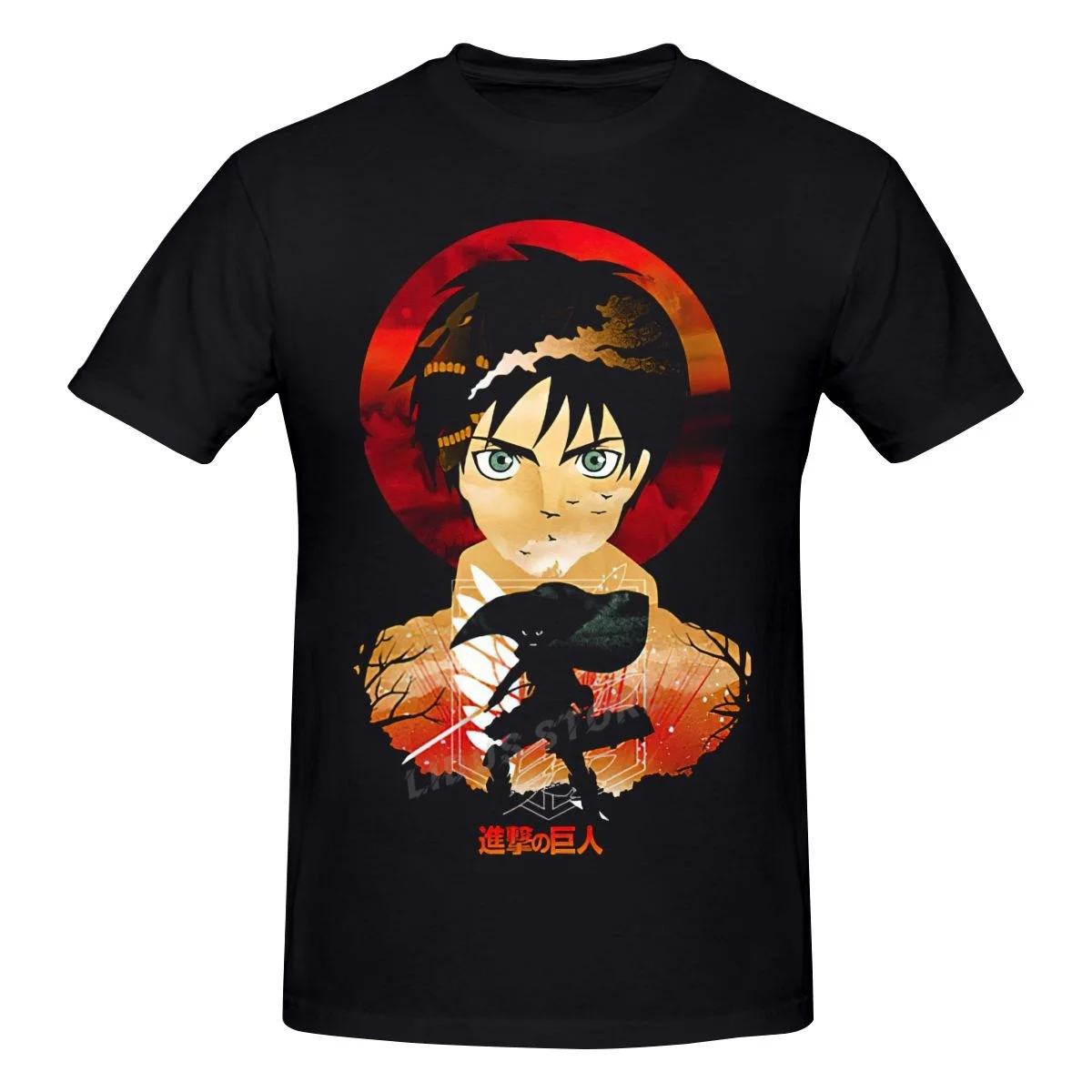 

Футболка с принтом Эрена из атаки на титанов, одежда в стиле Харадзюку, футболка с коротким рукавом, 100% хлопок, свитшоты, брендовая футболка ...