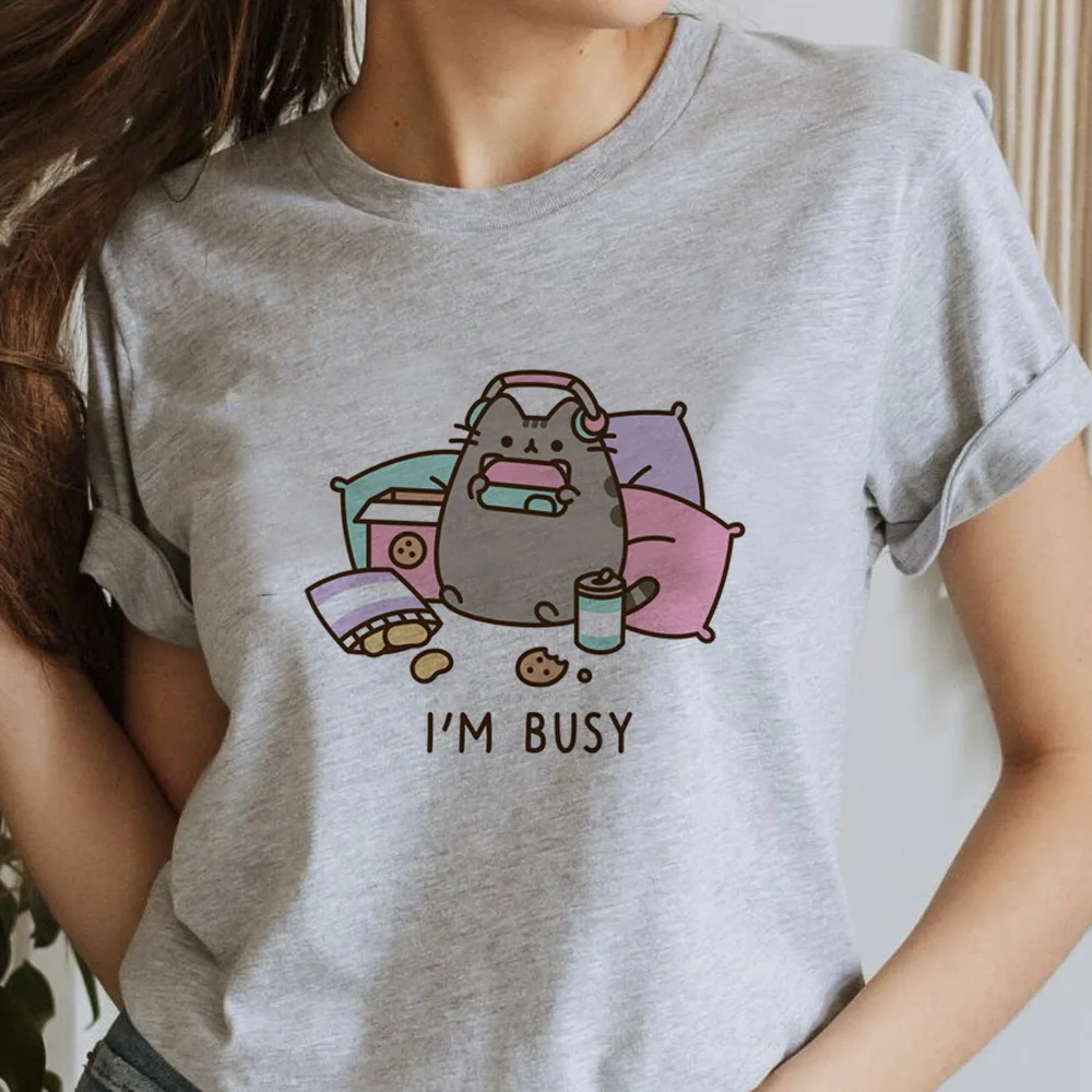Фото Футболка Pusheen женская с графикой гранж 80-х годов пастель Харадзюку классическая футболка ретро хип-хоп 80-х годов каваи №2