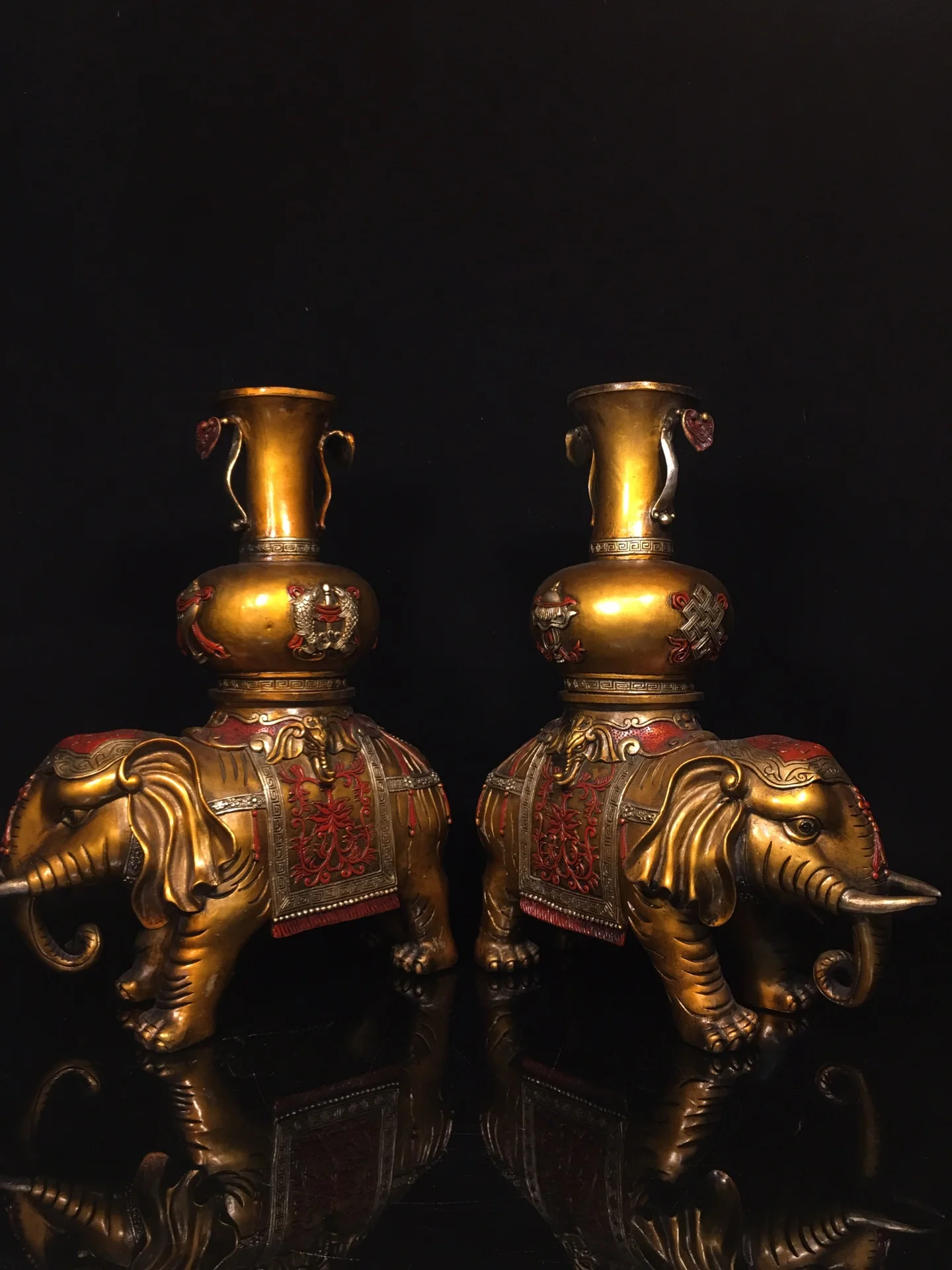 14-дюймовая коллекция тибетского храма старая бронза киноварь окрашенная