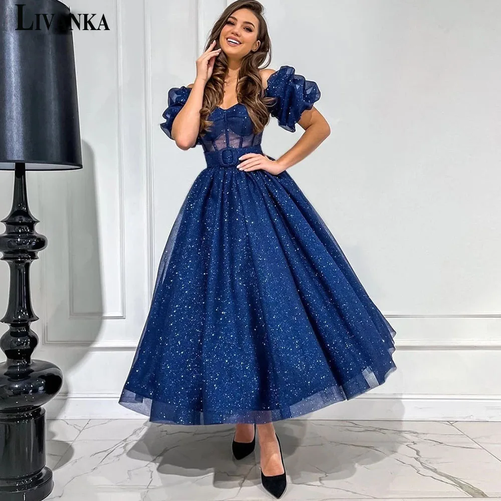 

LIVANKA Vintage Evening Prom Dresses Gorgeous Sweetheart Off the Shoulder A-Line Backless Made To Order Vestidos Robes De Soirée