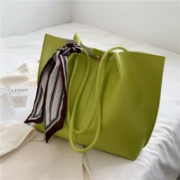 simple large capacity bag female summer 2021 new trendy fashion silk scarf one shoulder underarm bag net red portable tote bag