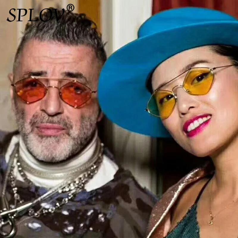 Модные солнцезащитные очки карамельных цветов с квадратной металлической