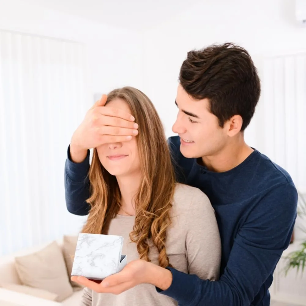 8-упак. крафт-квадратные картонные шкатулки для драгоценностей с мраморным