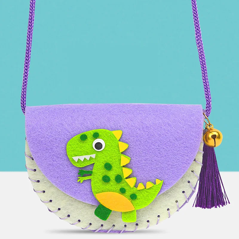 Cartoon Dinosaur Handmade Bag Children Phone Pouch Bags Satchel Girls Lovely Purse Animal Handbags Wallets Education Craft Toys