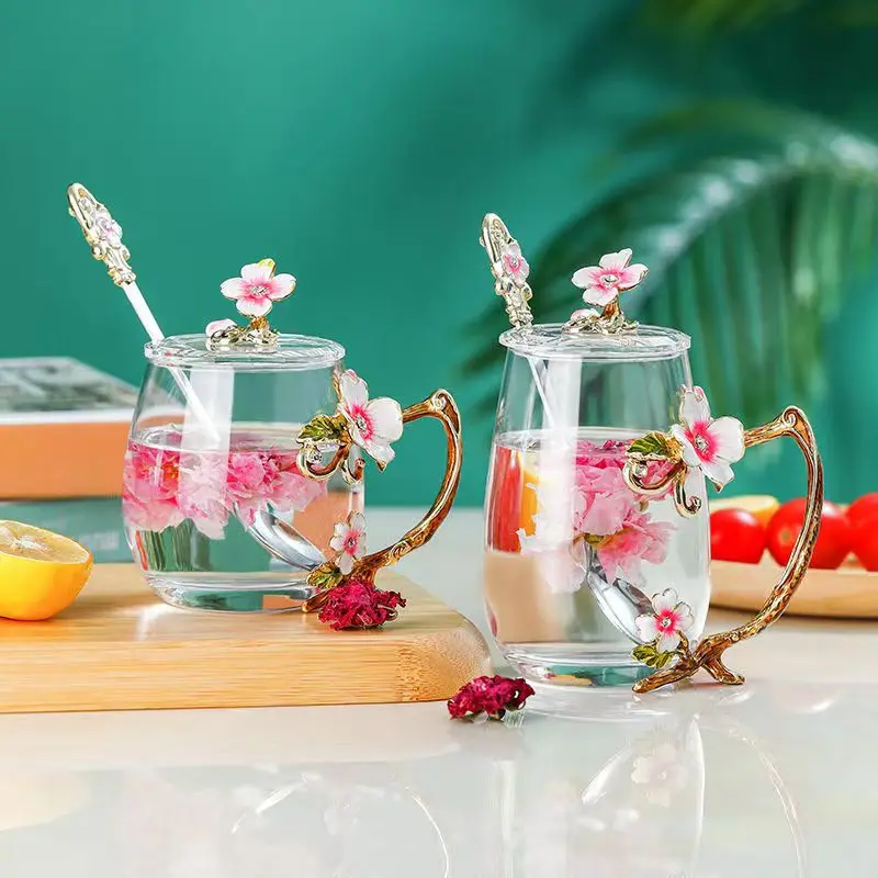 

Креативная эмалированная цветная кружка, оригинальные кружки, кофейные чашки, термостойкие стеклянные кружки, кружка в стиле Ins, Цветочная ...
