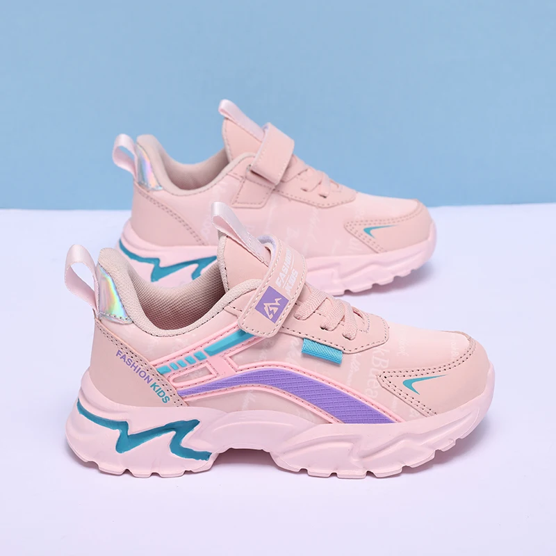 Children Sneakers Girls Sports Shoes Fashion PU Leather Kids Shoes Lightweight Cute Pink Casual Running Tennis Sneakers for Girl