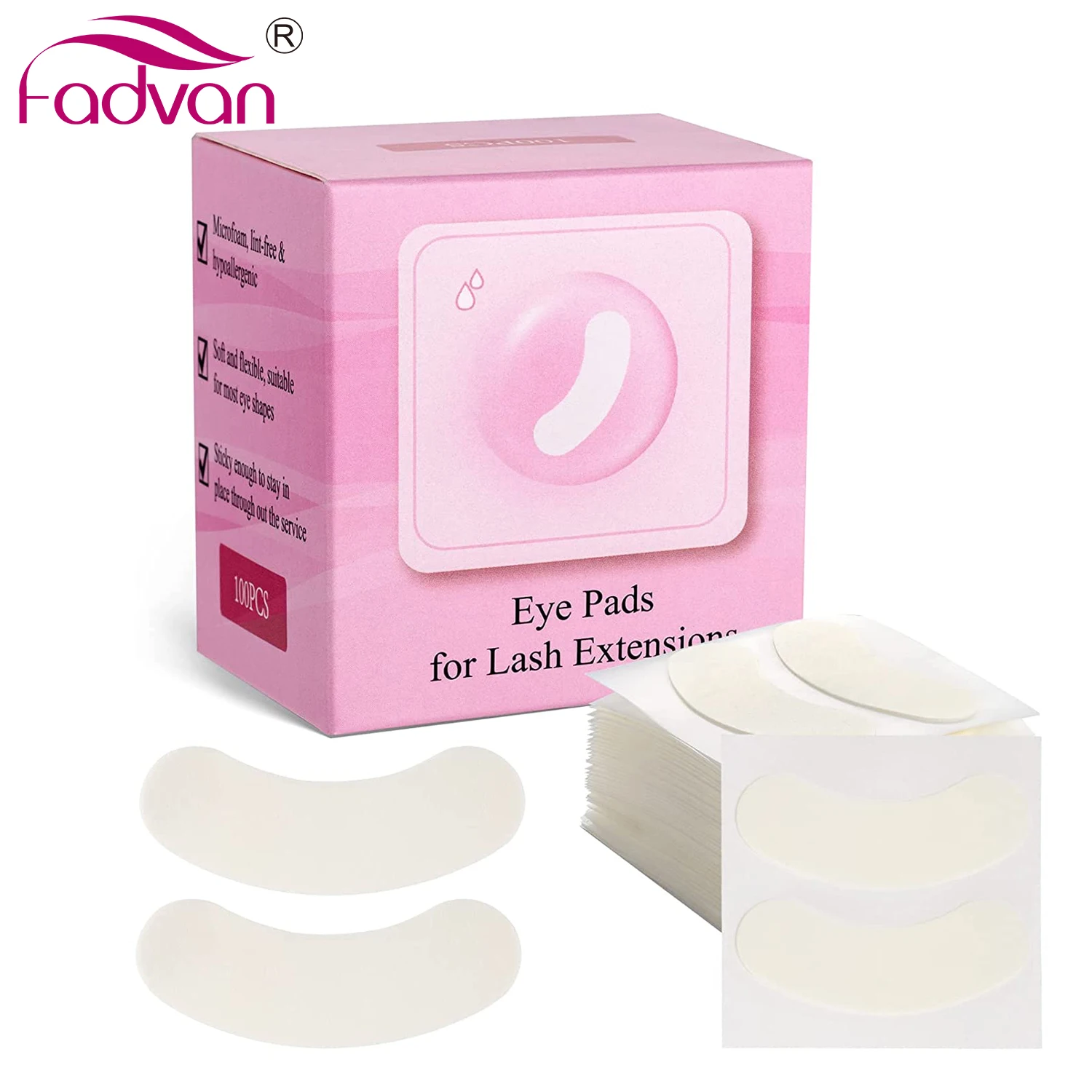 Fadvan 100 Pair/box Foam Eye Pads Gel Patch for Lash Extension Small Size Microfoam Lash Pad Lint Free Hypoallergenic Waterproof