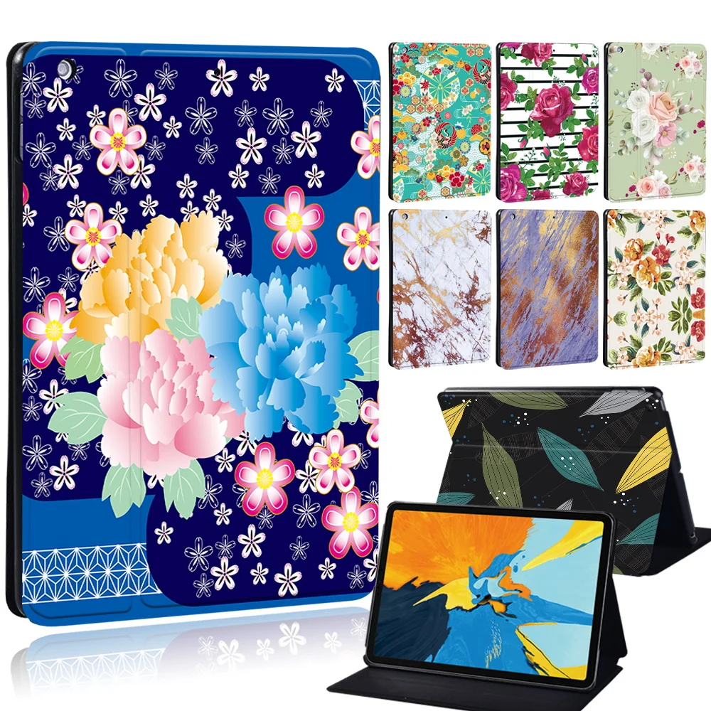 

Tablet Case for Lenovo Tab M10 TB-X605F/M10 2nd/TB-X505 10.1"/E10 Folio Shell Cover for M10 Plus TB-X606F/X 10.3" with Flowers
