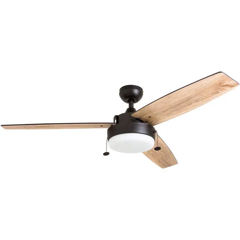 

52" Bronze LED Ceiling Fan with 5 Blades, Pull Chains & Reverse Airflow