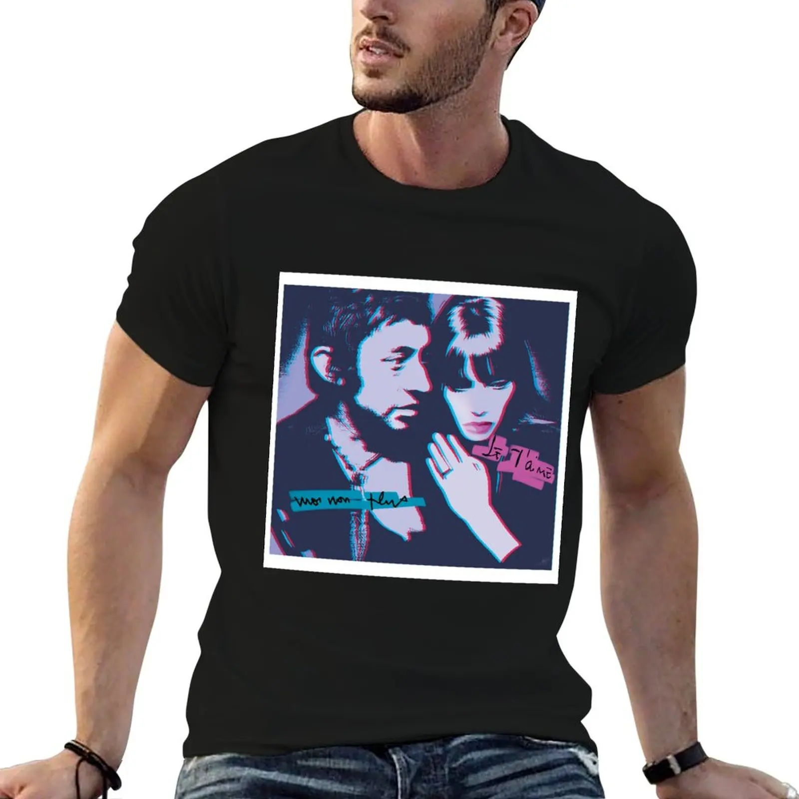 Фото Футболка Serge Gainsbourg & Jane Birkin Je t'aime moi non plus, мужская футболка из плотного хлопка, 100% хлопок. №1