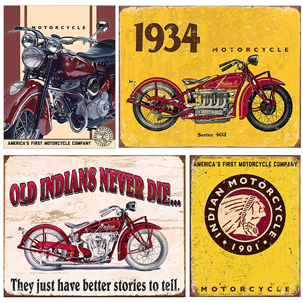 

Motorcycle Poster Vintage Metal Tin Plaque Retro Signs Plate Pub Bar Garage Home Wall Decor 20x30cm
