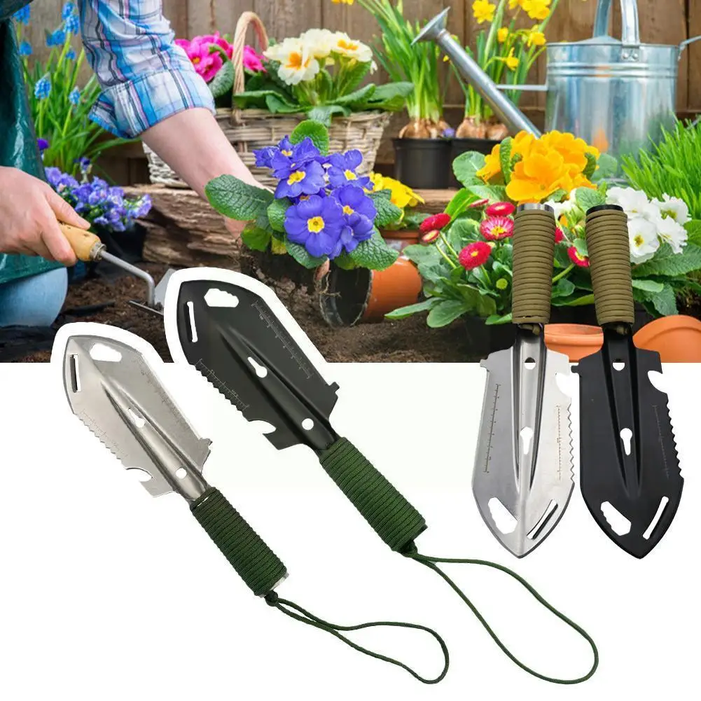 

Steel Garden Shovel Spade Multi Tool Weeder With Sawtooth Knife Spear Ruler Digging Garden Hex Bonsai Trowel Wrench Q1q5