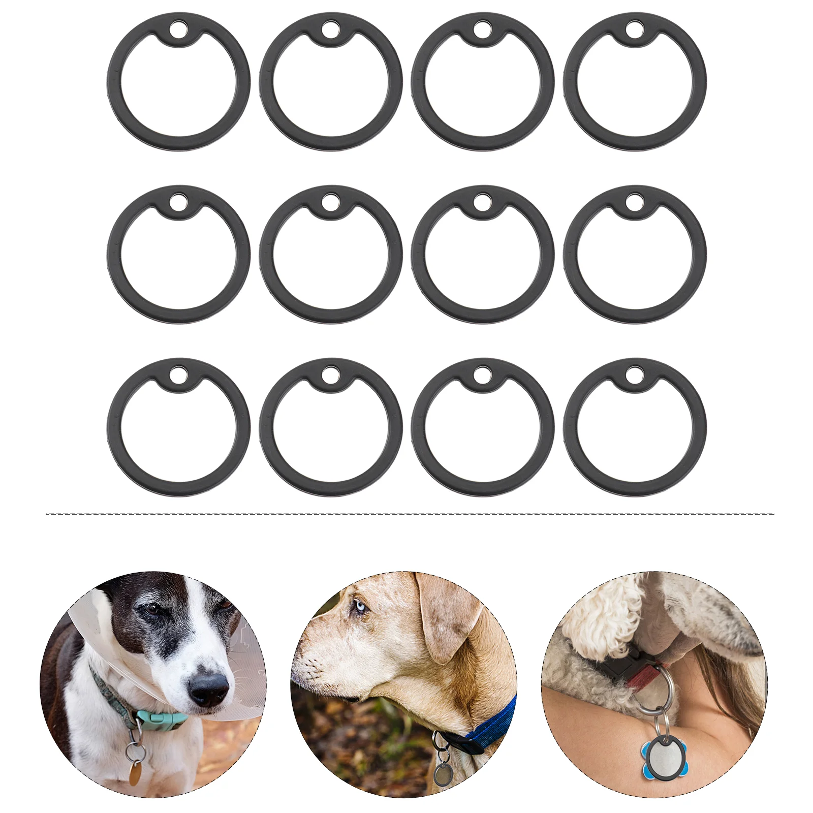 

12pcs Professional Dog ID Tag Silencers Silicone Dogtag Silencer Useful Mute Circle for Pet Dog Cat