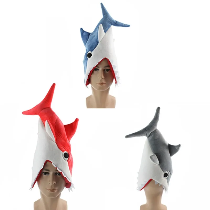 

Plush Party Hats Costume Animal Hat Shark Costume Hat for Halloween Animal Theme Party Adults and Kids Red Gray Blue
