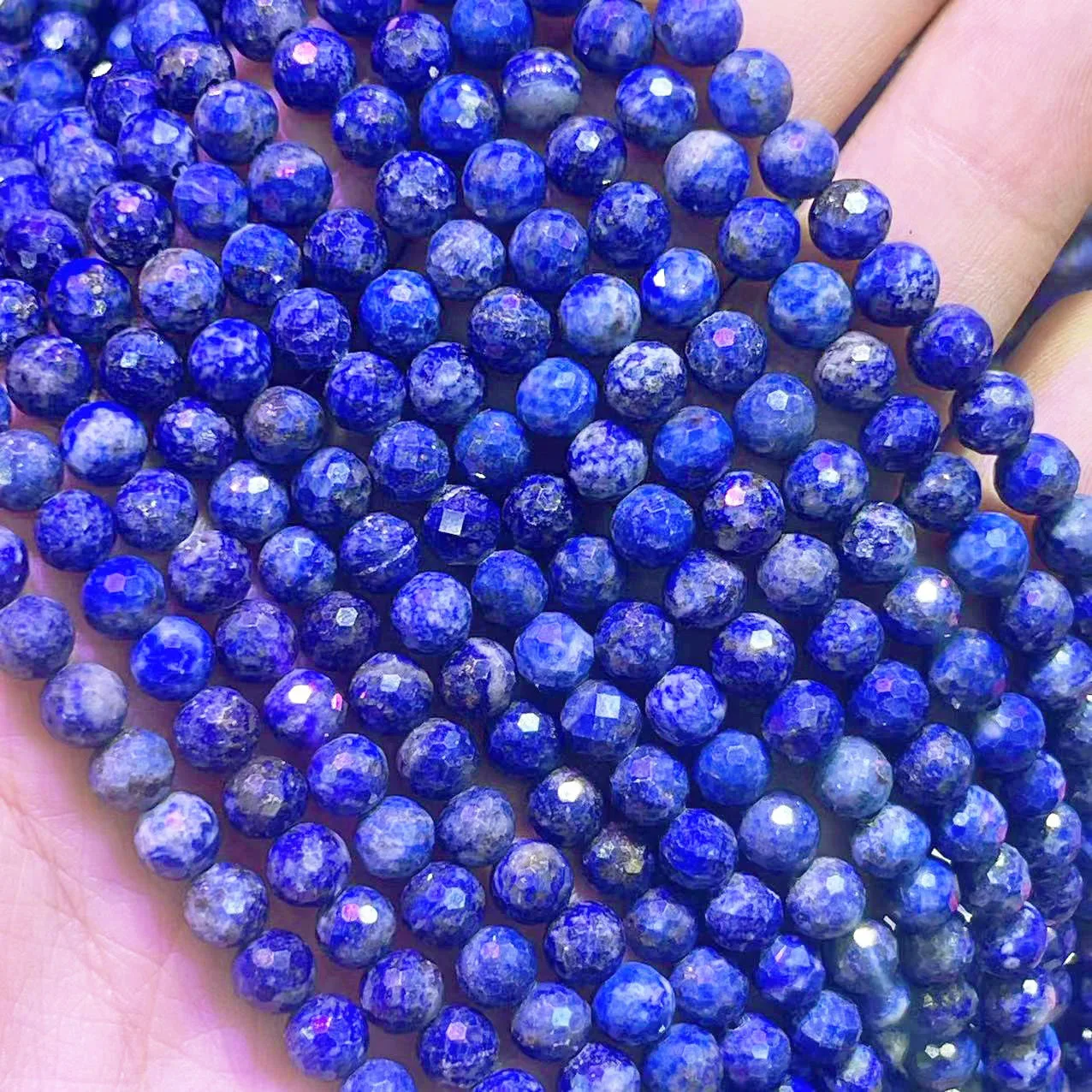 _ Натуральный камень, ласуритовый синий драгоценный камень, Круглые граненые бусины россыпью 4/6/8/10 мм для изготовления браслетов своими руками, ювелирных изделий