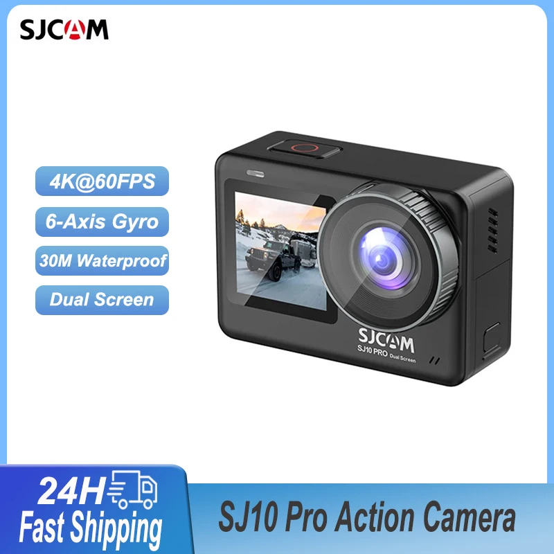 Экшн-камера SJCAM SJ10 Pro, два экрана, 4K, 60 кадров/с, Wi-Fi, гироскоп