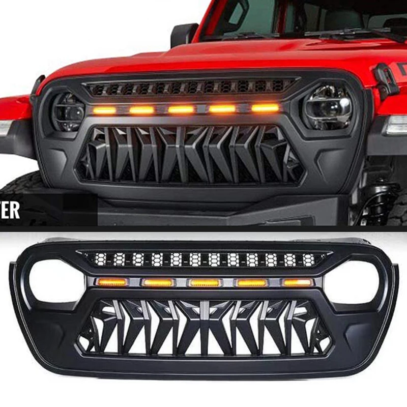 

Передний гоночный гриль для Jeep Wrangler JL 2018-2021, бампер, решетка, матовые черные автомобильные аксессуары