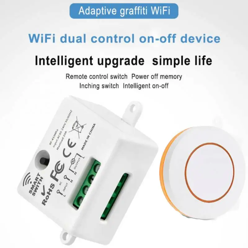 

AXUS WiFi Mini Intelligent Switch Relay Module Single Wire Mobile Phone Remote Controller RF 433 WiFi Controlled Regularly