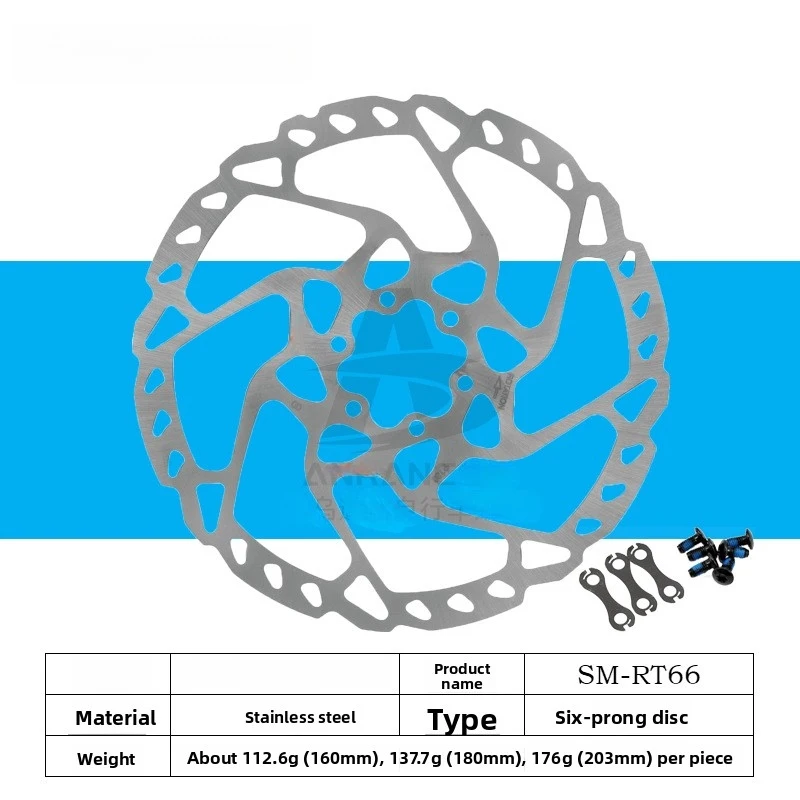 Фото Дисковый тормозной ротор Shimano RT26 RT56 RT66 RT76 RT86 с 6 болтами, 160 мм, 180 мм, 203 мм, для горных велосипедов (MTB) №3