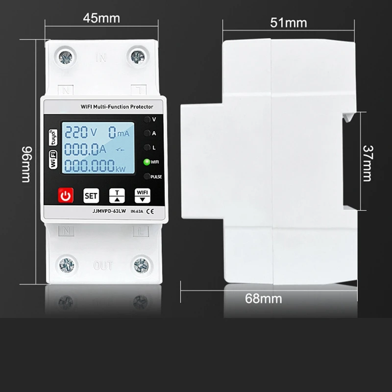 Смарт-Утечка заземления 63A TUYA Wifi защита от перенапряжения реле цепи таймер