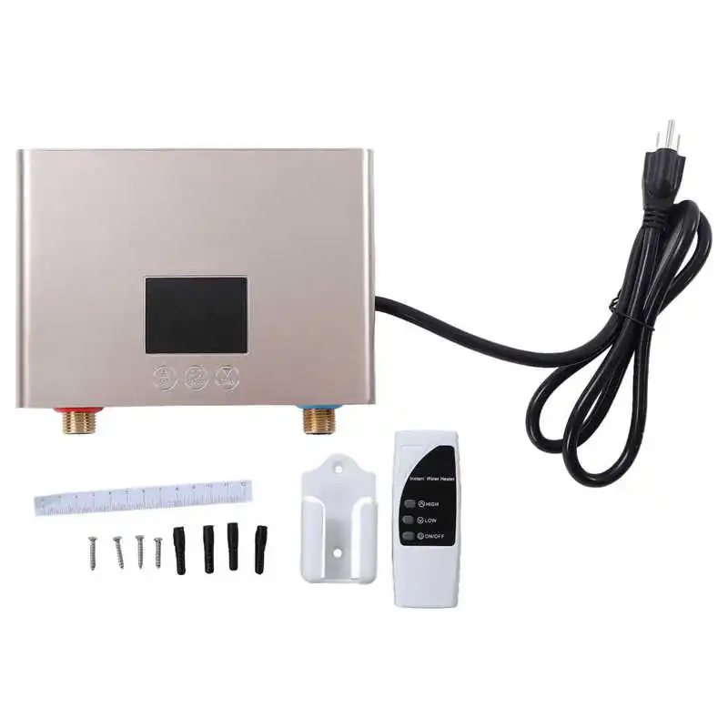 

AC 110V 3KW Tankless Hot Water Heater Quick Heating Mini Golden Electric Tankless Water Heater For Kitchen Toilet With Screen