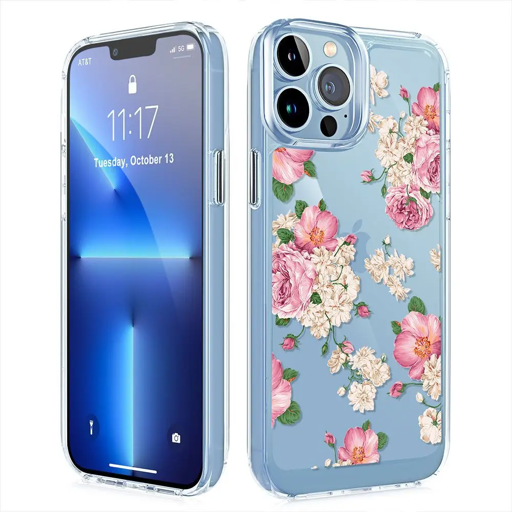 

Новый модный противоударный прозрачный чехол с изображением разбитых цветов для Apple мобильный телефон 13 IPhone13pro