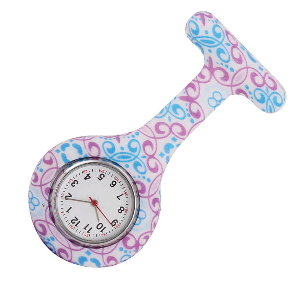 

Unisex Doctor Nurse Flower Silicone Cover Brooch Hanging Pocket Fob Watch