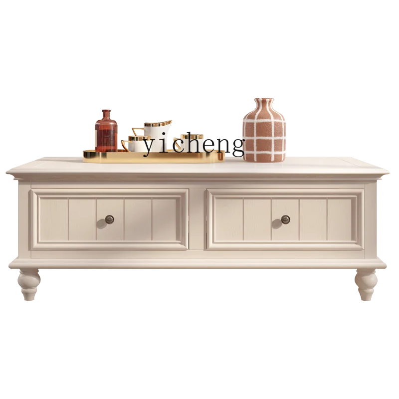 

ZK Solid Wood Coffee Table Modern Minimalist Ash Wood Coffee Table TV Cabinet Small Apartment Living Room Complete Set Tea Table