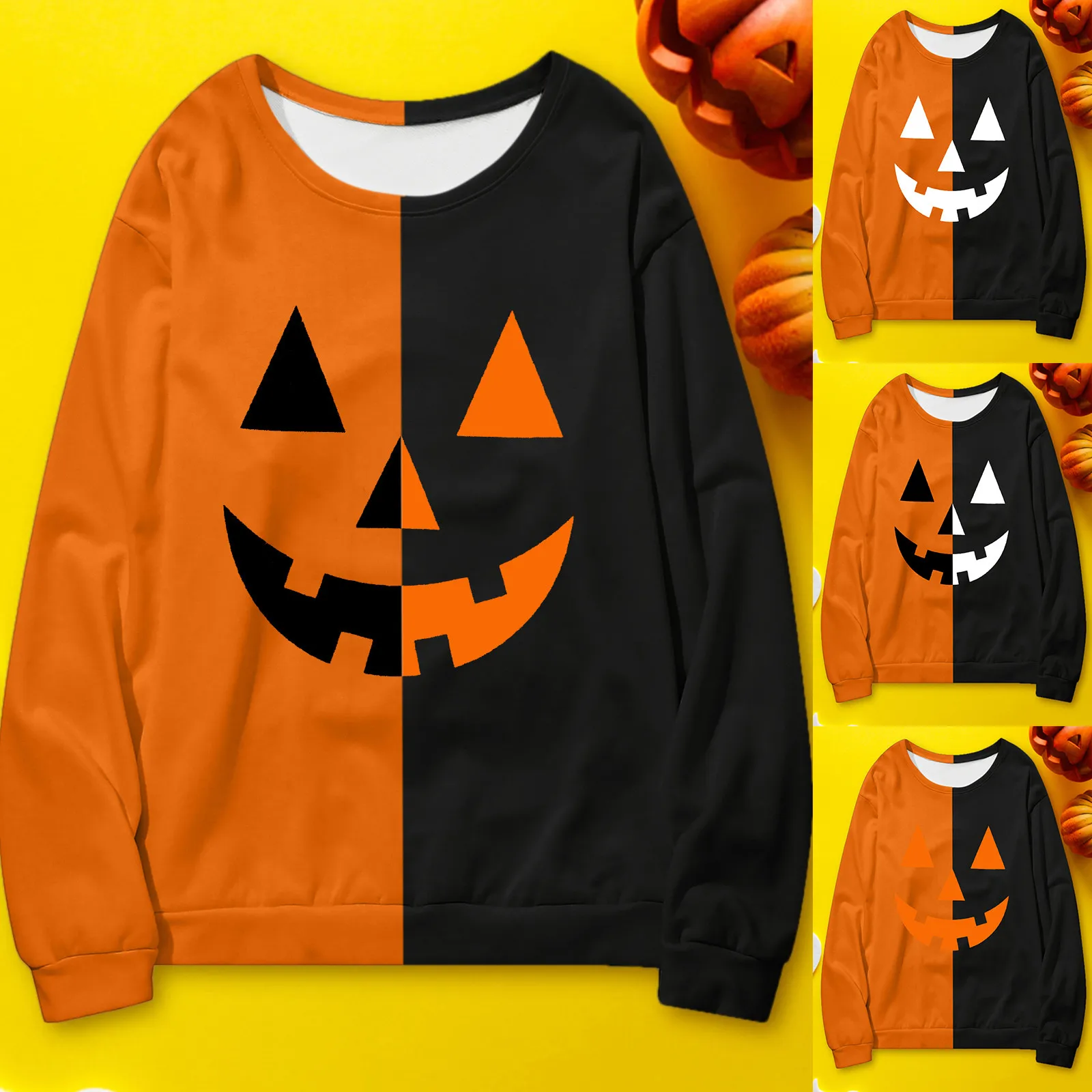 

Funny Pumpkin Print Women Halloween Sweatshirt Women Long Sleeve Winter Crewneck Tops Female Sweatshirt Oversized Casual Moletom